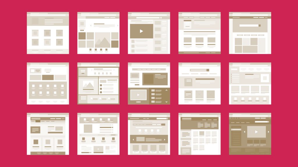 Small thumbnail designs of website pages